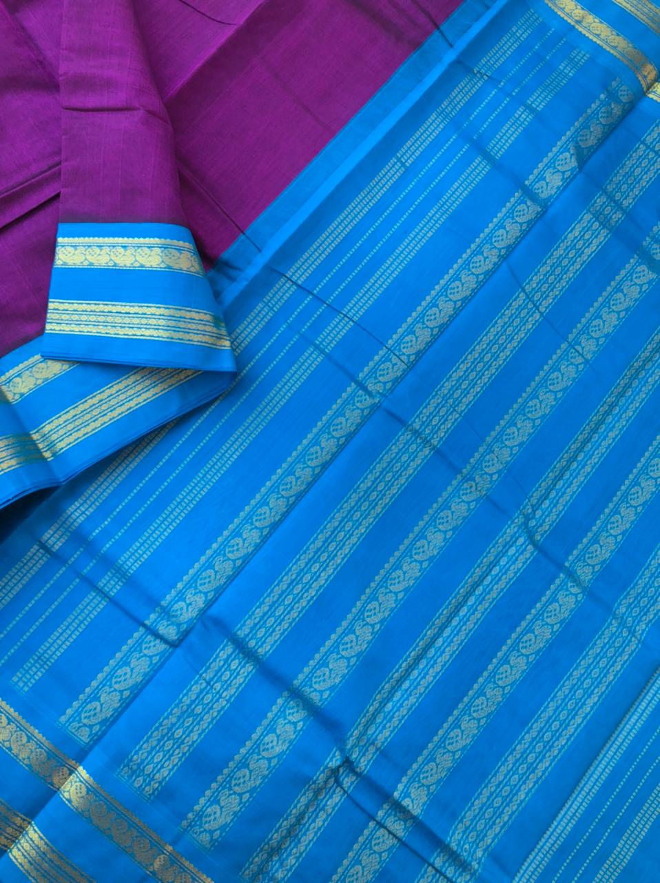 Korvai Silk Cotton - deep purple and sulphate blue