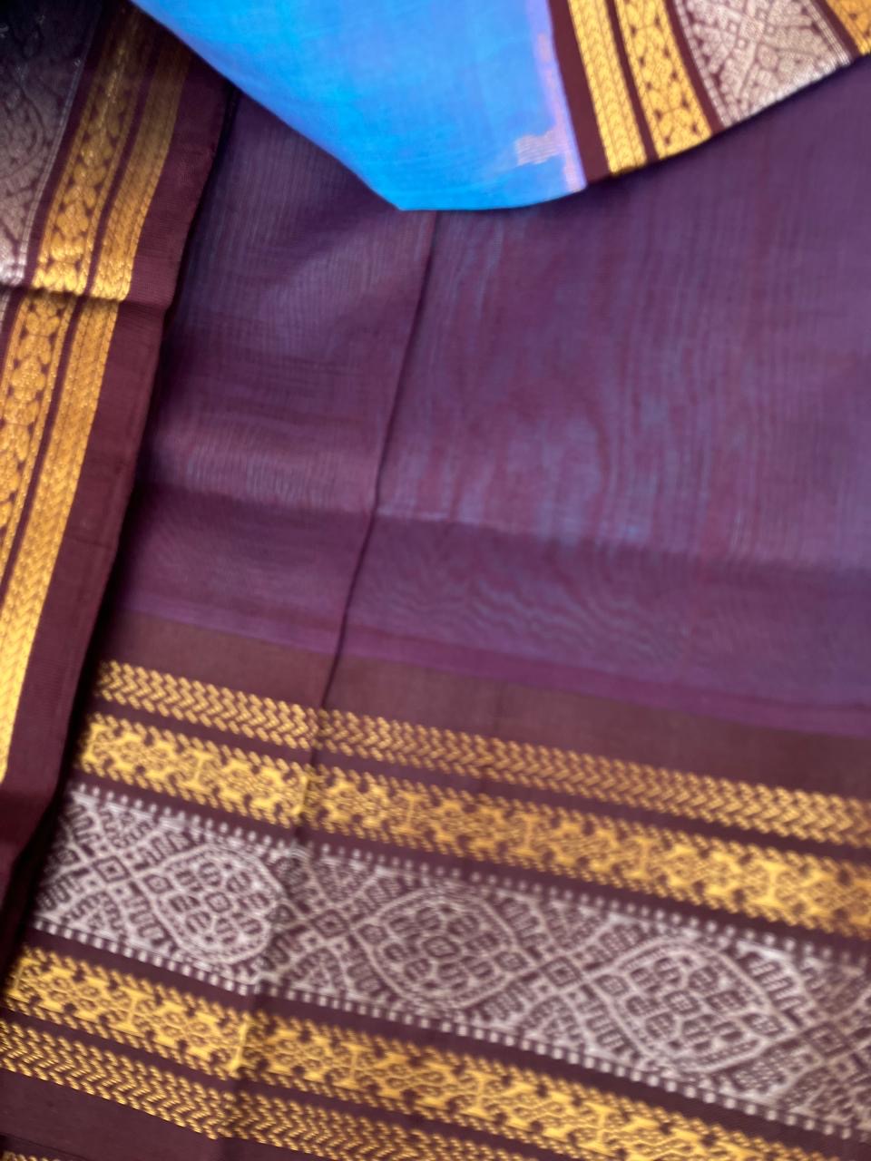 Korvai Silk Cotton - blue and burgundy