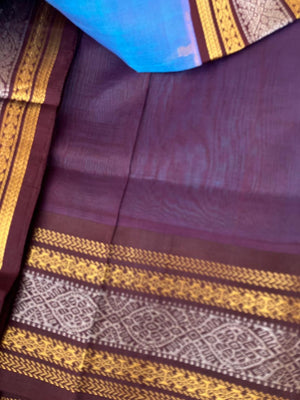 Korvai Silk Cotton - blue and burgundy