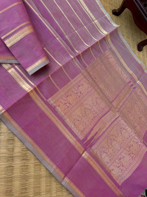 Zari Kissed Silk Cotton - stunning onions peal pink veldhari