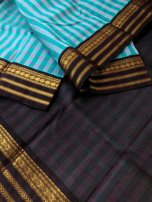 Paalum palamum kattam on Korvai Silk Cotton - shades of blues