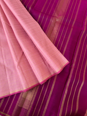 Ragas on Kanchivaram - pastel baby pink and majentha zari kattam