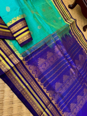 Korvai Silk Cotton - aqua green blue