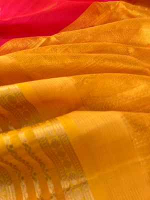 Korvai Silk Cotton - red and mustard