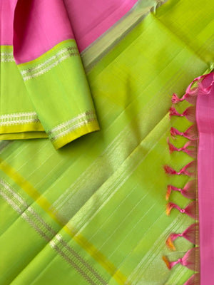 Interesting Kanchivarams - most beautiful pink and apple green