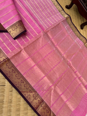 Zari Kissed Silk Cotton - baby pink veldhari