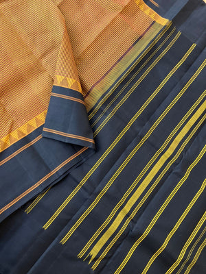 Signature Korvai Silk Cottons - honey mustard and rust kasa kasa kattam