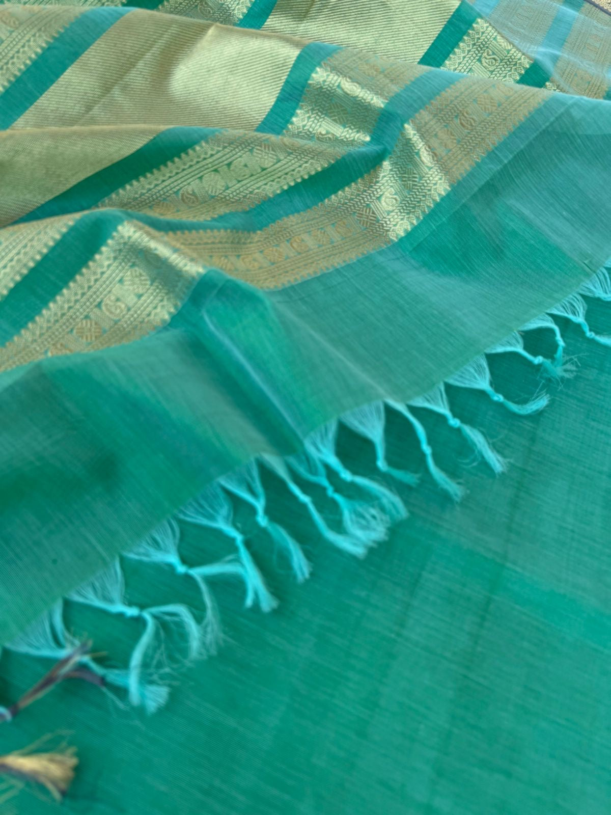 Zari Kissed Silk Cotton - something unusual mint muthukattam