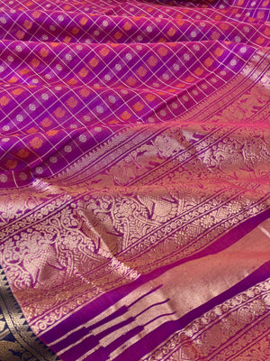 Traditional Colours Woven Motifs Silk Cotton - purple mixed pink 1000 buttas