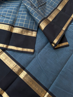 Mangalavastaram - Zari Touched - unusual bluish grey and black muthukattam