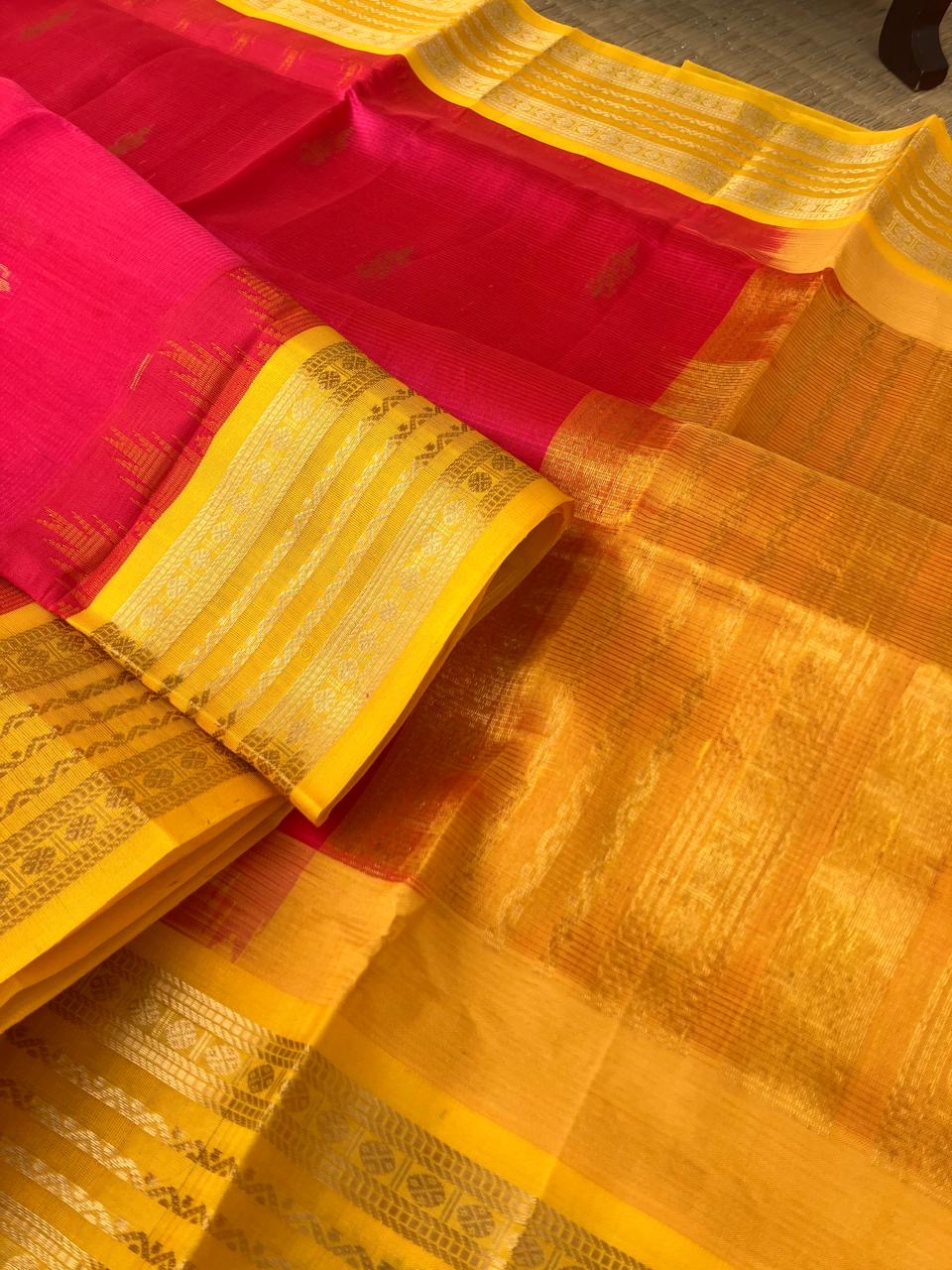 Korvai Silk Cotton - red and mustard