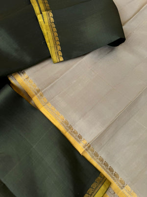 Album Untouched - deep dark army green and dusky ivory with smallest aadai woven borders