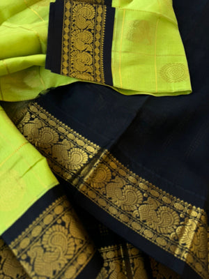 Korvai Silk Cotton - fluorescent green and black