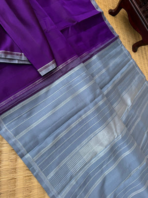 Bliss of Kanchivaram - stunning deep purple and silver grey