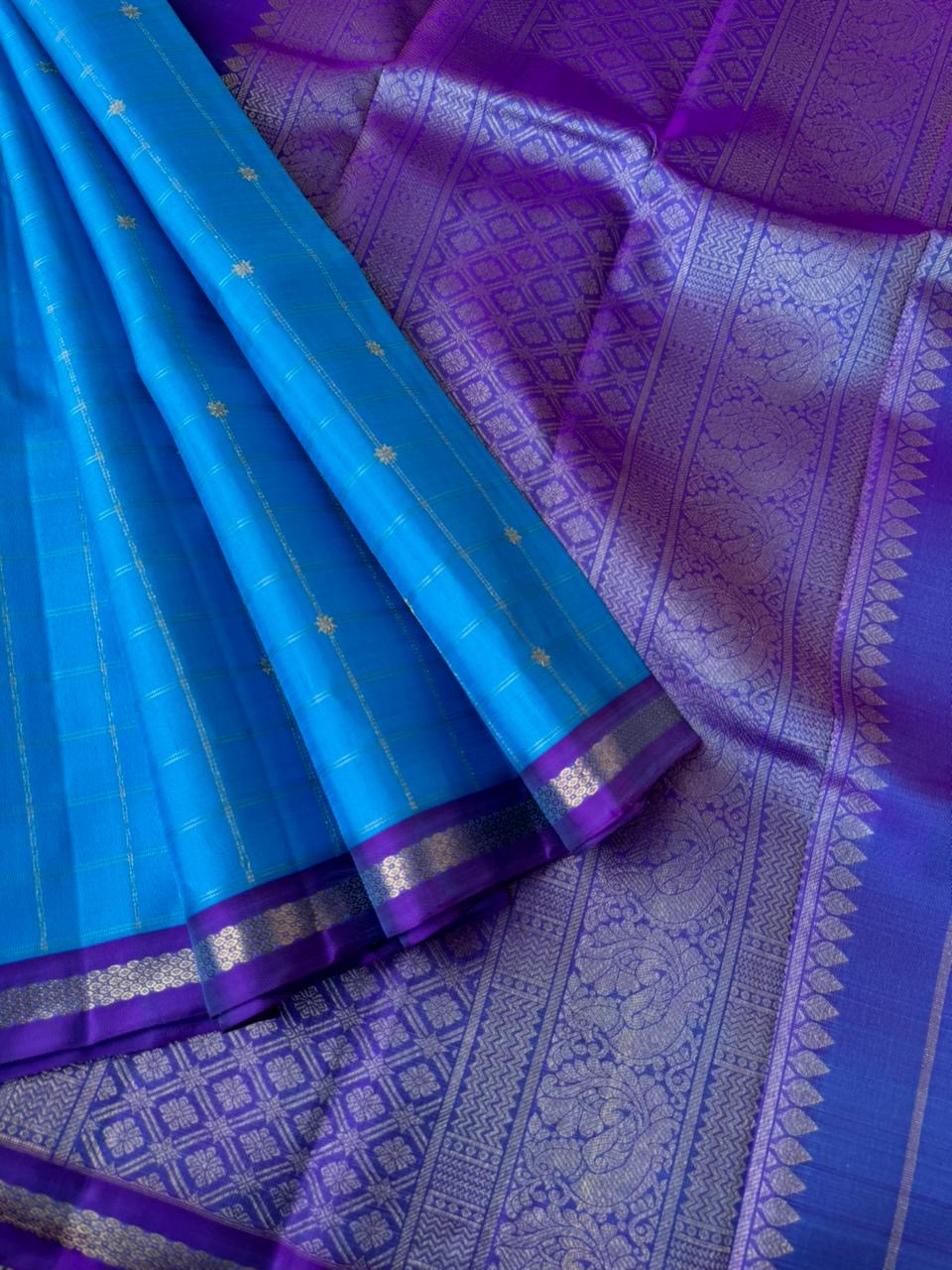 Album Untouched - beautiful blue and lavender for people who love small borders l, with muthu kattam woven body.