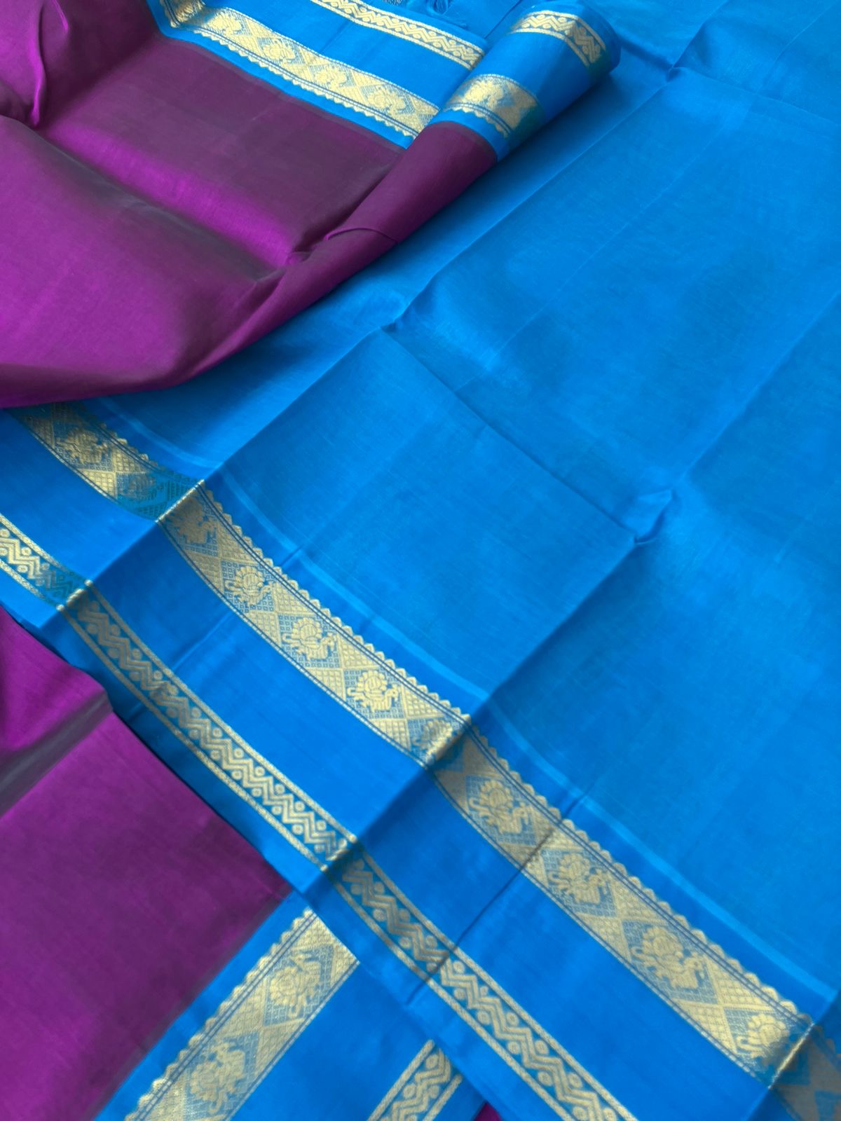 Korvai Silk Cotton - purple and blue