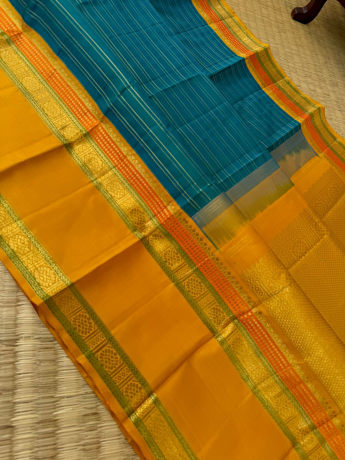 Connection Made By Korvai - vintage rama blue on mustard