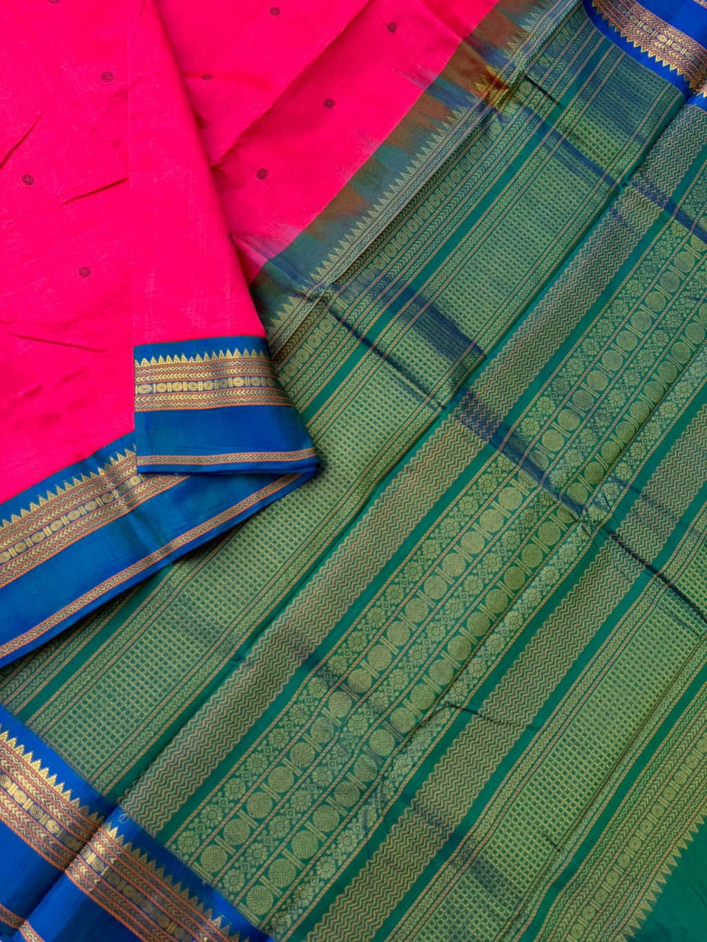 Divyam - Korvai Silk Cotton with Pure Silk Woven Borders -