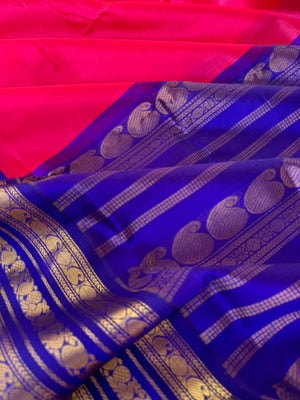 Korvai Silk Cotton - pink and ma blue