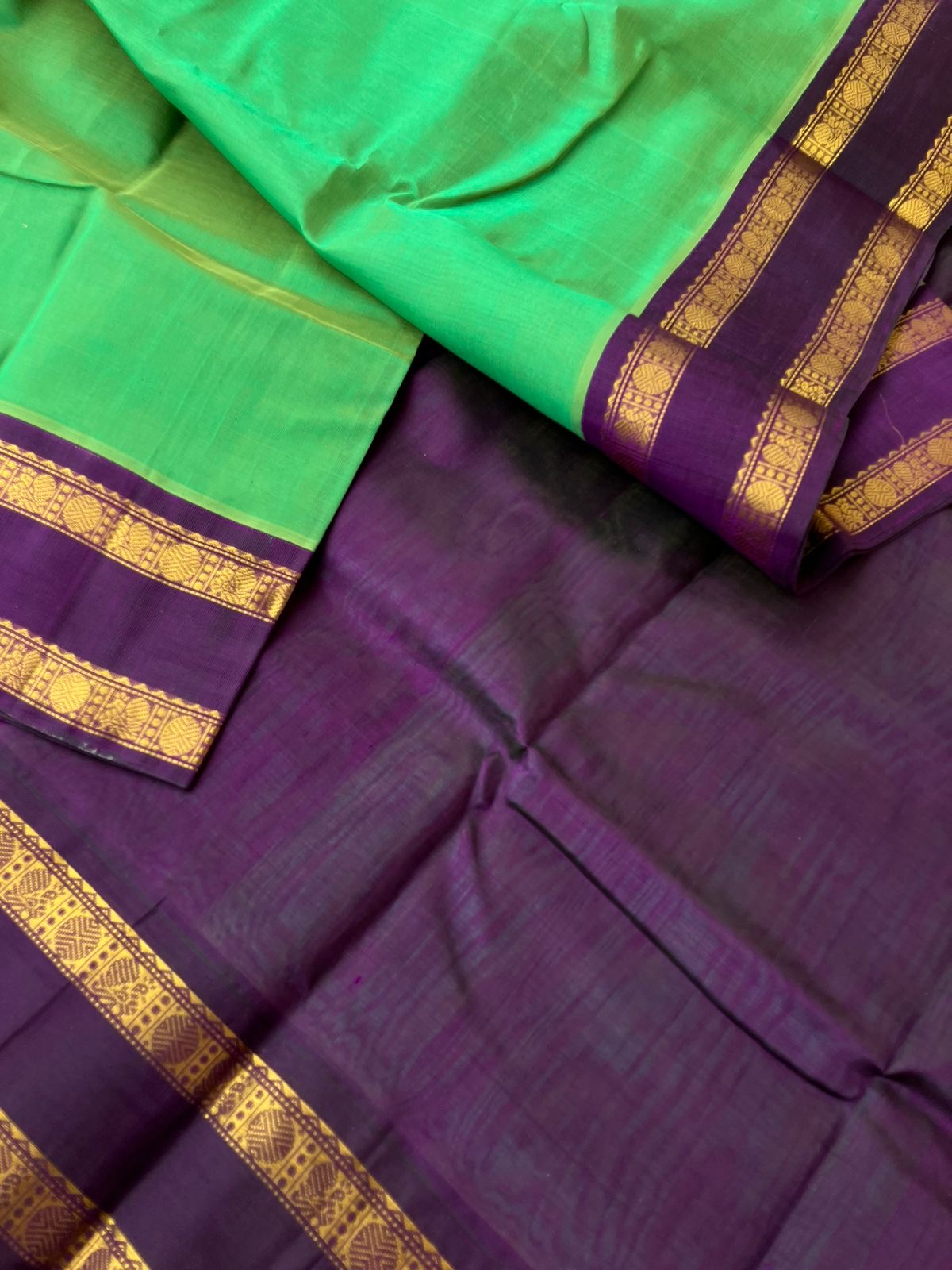 Korvai Silk Cotton - green and purple