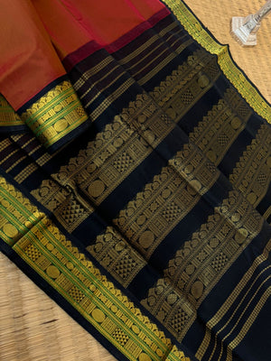 Korvai Silk Cotton - burnt rust honey and black