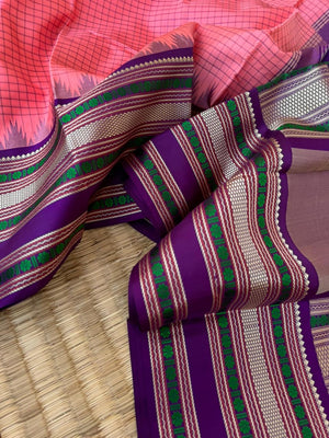 Pattu Pett - Exquisite No Zari Kanchivarams - stunning bubble gum pink and purple