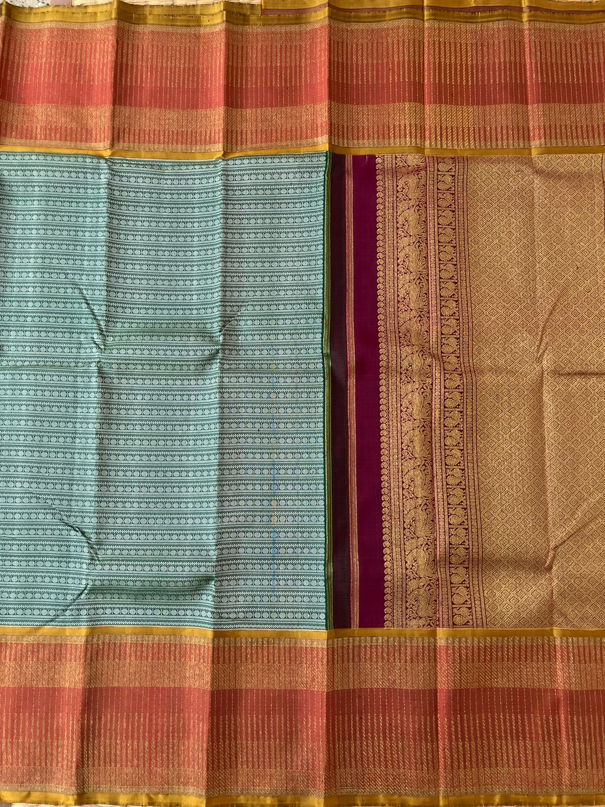 Myth of Kanchivaram - Lot of people Think Tall border Kanchivaram makes them look short but definitely not , saree won’t alter the height, it will give a absolutely different and unique look when it is draped for all people.