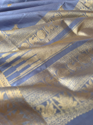 Zari Kissed Silk Cotton - silver grey