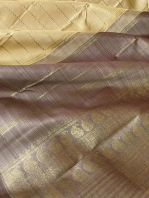 Album Untoched - Unique Kanchivarams - creamy tussar tone veldhari with retta pett woven borders