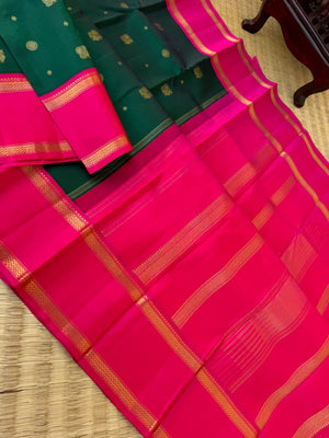 Connection Made By Korvai - meenakshi green on indian pink