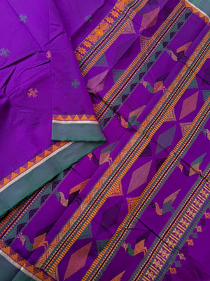 Woven Motifs Silk Cotton - beautiful purple bomkai