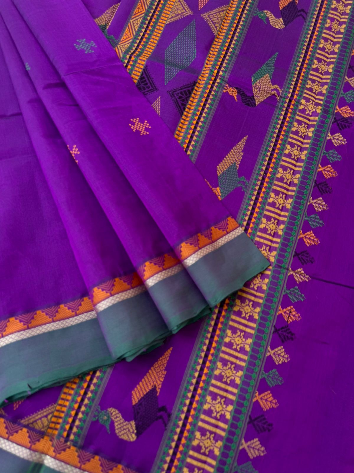 Woven Motifs Silk Cotton - beautiful purple bomkai