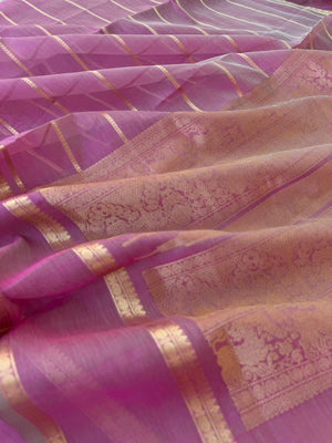 Zari Kissed Silk Cotton - stunning onions peal pink veldhari