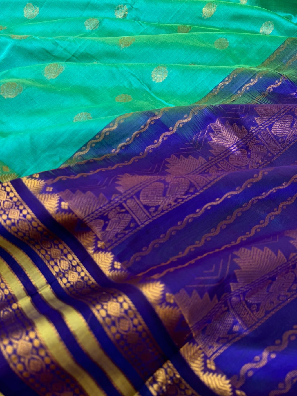 Korvai Silk Cotton - aqua green blue