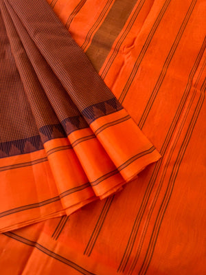 Signature Korvai Silk Cottons - rusty brick and orange