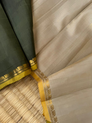 Album Untouched - deep dark army green and dusky ivory with smallest aadai woven borders