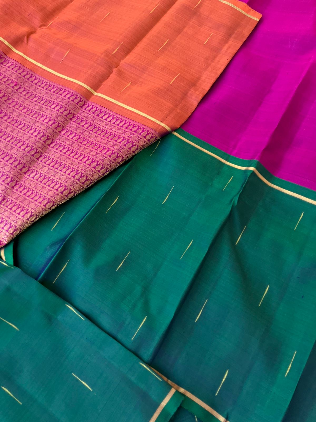 Myth of Kanchivaram - Lot of people Think Tall border Kanchivaram makes them look short but definitely not , saree won’t alter the height, it will give a absolutely different and unique look when it is draped for all people.