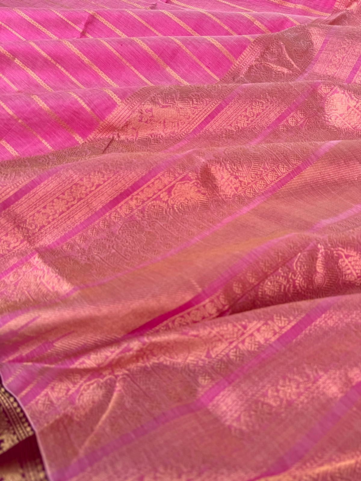 Zari Kissed Silk Cotton - baby pink veldhari