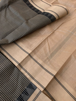 Signature Korvai Silk Cottons - grey and beige kasa kasa kattam