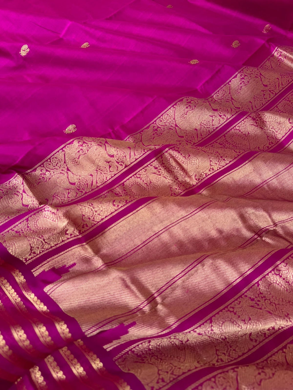 Zari Kissed Silk Cotton - deep dark pink