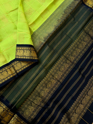 Korvai Silk Cotton - fluorescent green and black