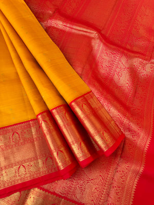 Tales of Korvais Kanchivaram - stunning traditional mustard and red