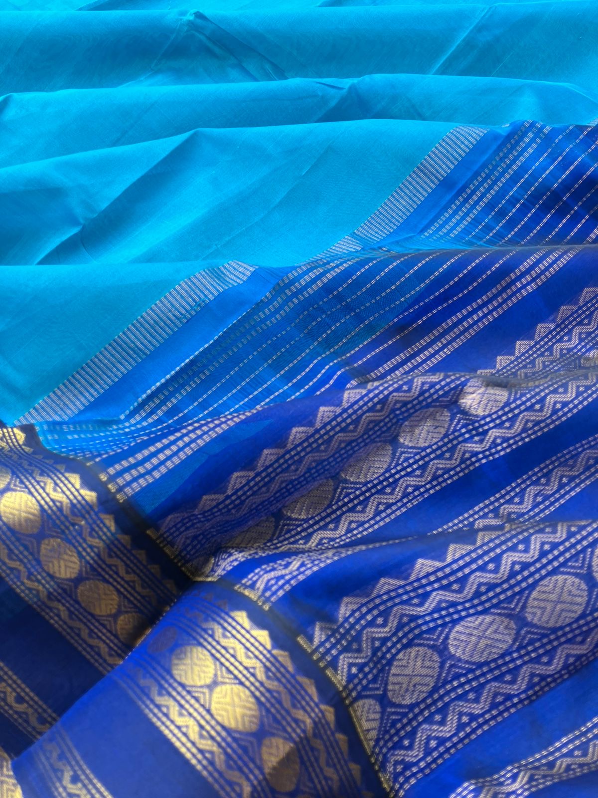 Korvai Silk Cotton - blue on blue