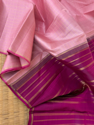 Ragas on Kanchivaram - pastel baby pink and majentha zari kattam