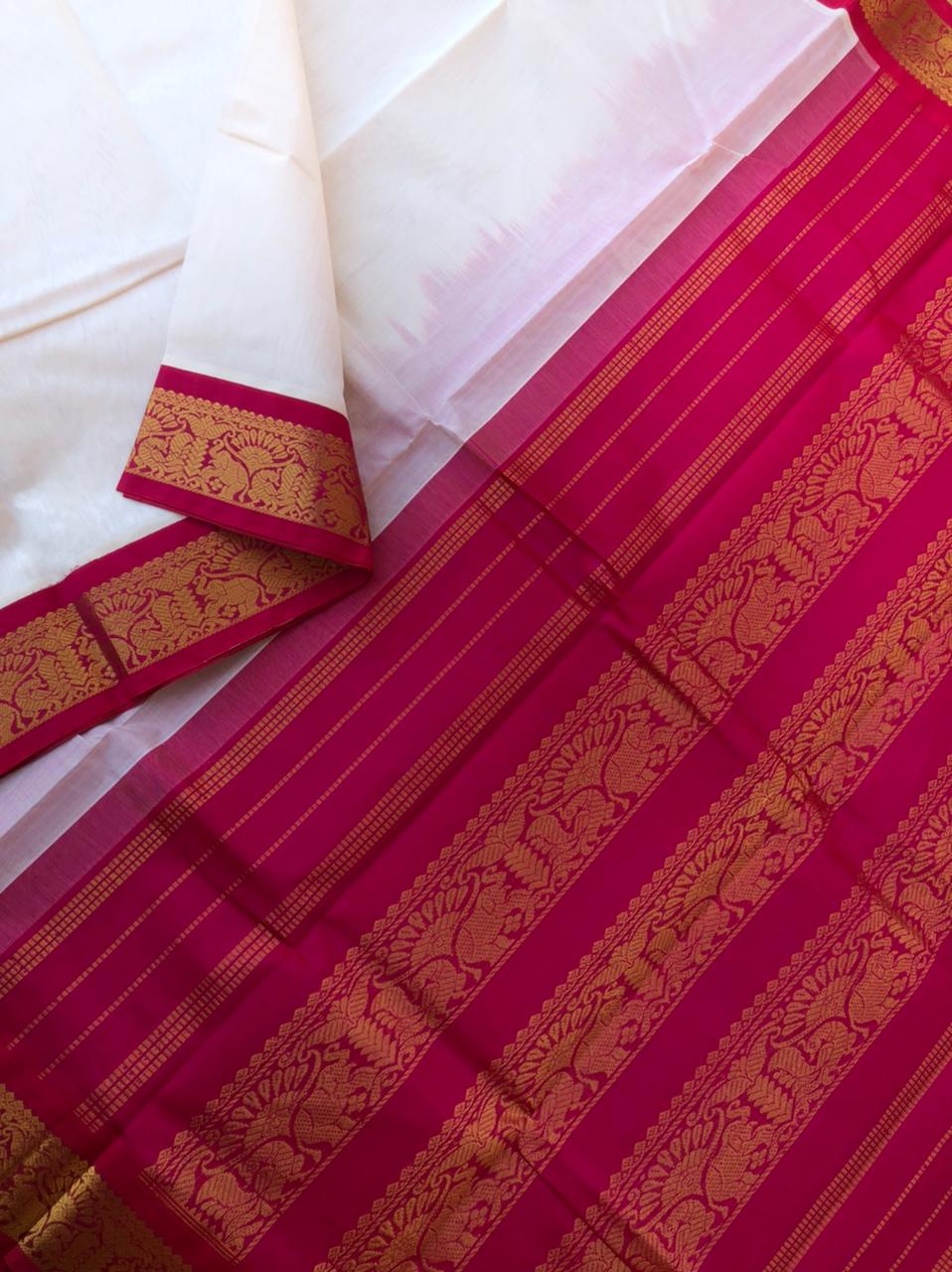 Kora silk cotton tower korvai kottanchi saree – www.