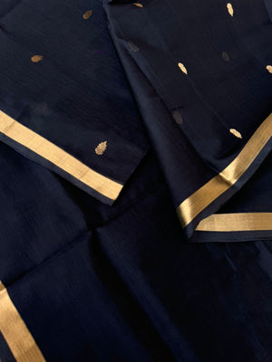 Zari Kissed Silk Cotton - black and gold