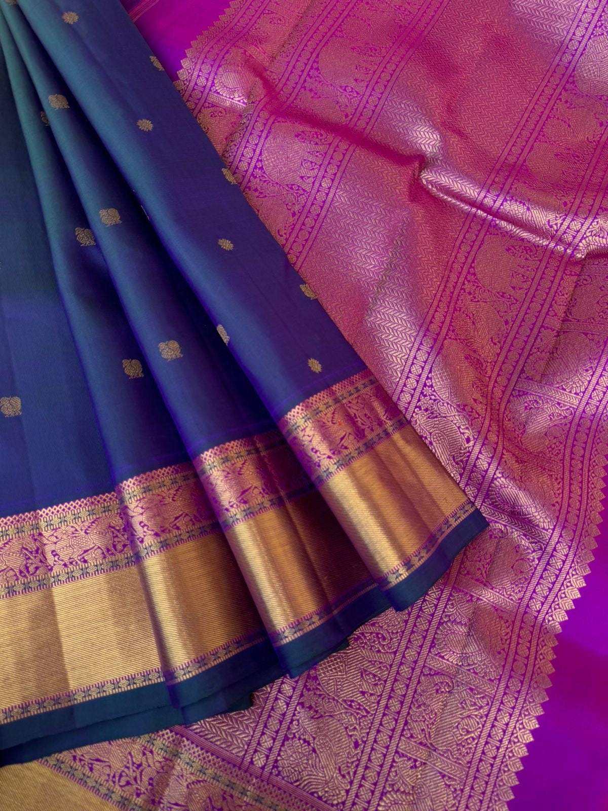 Meenakshi - Kanchivaram for Every Occasion - dual tone peacock blue green !