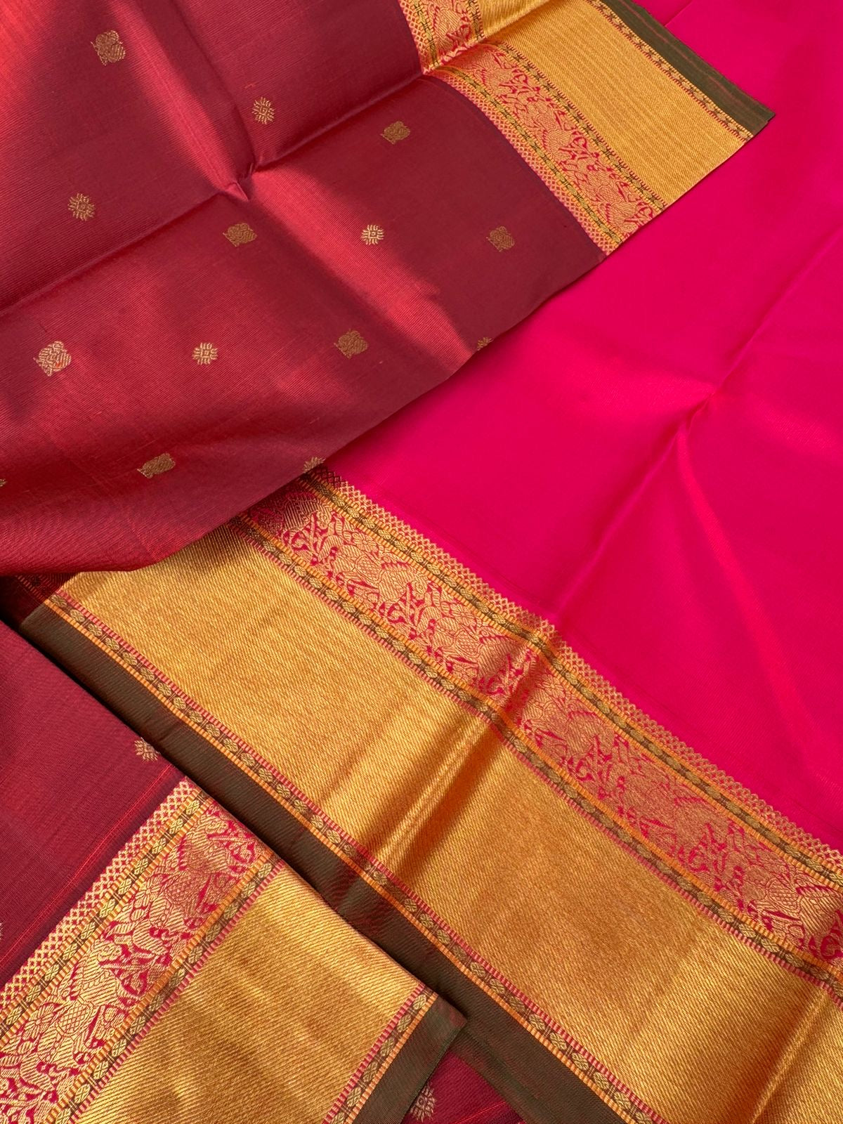 Meenakshi - Kanchivaram for Every Occasion - reddish aaraku and pink pallu and blouse