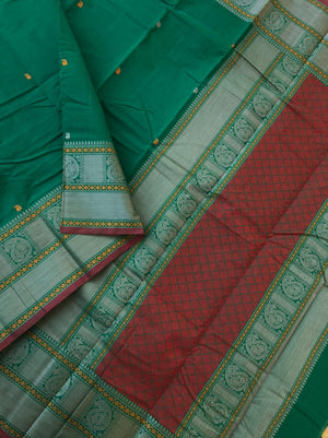 Mangalavastaram - dark green and woven borders