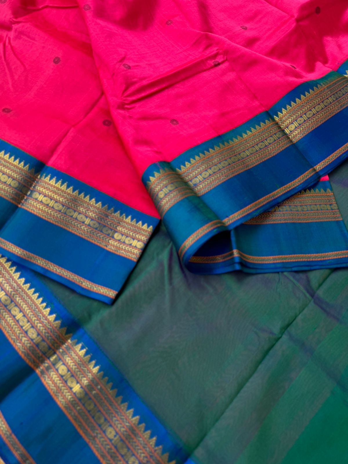 Divyam - Korvai Silk Cotton with Pure Silk Woven Borders -